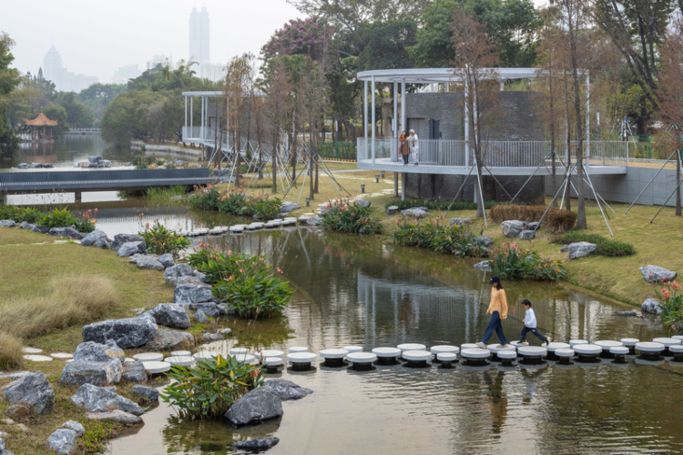 Prelepi pejzažni dizajn za stanicu za prečišćavanje vode u kineskom parku
